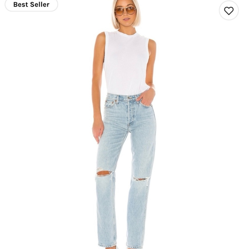 NEW WITH TAGS!  Re/Done 90’s High Rise Loose Bleach Destroyed. Size 29